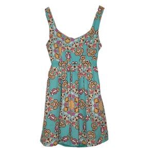 Judith March Anthropologie Preppy Mint Floral Paisley A-line Mini Dress